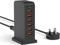 Multi USB Charger,50W USB Tower Charging Station,Charger Plug with 6 Ports for iPhone 15/15 Pro/15 Pro Max/iPhone 14/14 Pro/14 Pro Max/13 Pro/13 Pro Max,Samsung,iPad,etc(black)