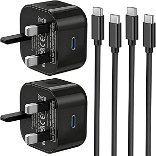 Samsung Fast Charger Plug and Cable 2Pack, Super Fast Charging for Samsung Galaxy S26 S25 S24 S23 S22 S21 S20 A17 A16 A32 A33 A34 A35 A36 A52 A53 A54 A55 A56 A25 A26, Type C Lead 1M and Plug USB C PD