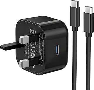 Samsung Super Fast Charger Plug and 1M Cable for Samsung Galaxy S26 S25 S24 S23 S22 S21 S20 A33 A34 A35 A36 A53 A54 A55 A56 A17 A16 A15 A40 A25 A26, USBC Plug 25W with Charging Lead USB Type C