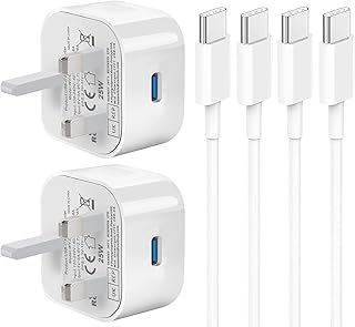 Samsung Super Fast Charger Plug and Cable 1M for Samsung Galaxy S26 S25 S24 S23 S22 S21 S20 A33 A34 A35 A36 A53 A54 A55 A56 A52 A17 A16 A15 A25 A26, 2Pack USB Type C Charging Plug 25W with Lead USBC