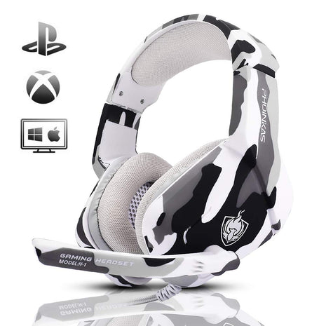 Gaming Headset for PS4, PHOINIKAS Wired Headset Compatible for Xbox One Switch MAC PC, 3.5mm Over Ear Headphones with Noise C