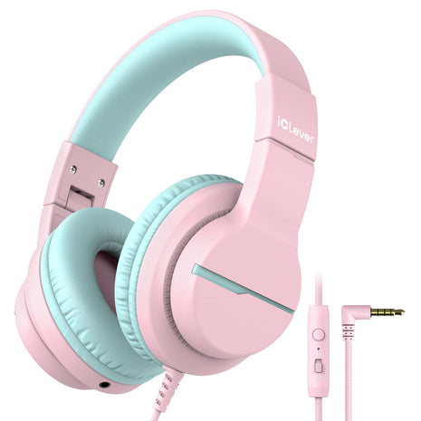 iClever HS19 Kids Headphones with Microphone for School, Safe Volume Limited, Over-Ear Girls Boys Headphones for Kids with Sh