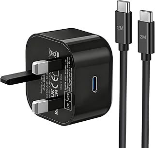 Samsung Super Fast Charger Plug and Long Cable 2M for Samsung Galaxy S26 S25 S24 S23 S22 S21 S20 A33 A34 A35 A36 A53 A54 A55 A56 A17 A16 A15 A40 A25 A26, USBC Charging Plug 25W with Lead USB Type C