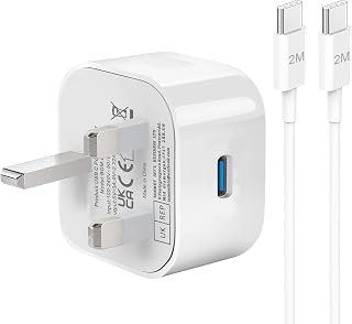 Samsung Super Fast Charger Plug and Long Cable 2M for Samsung Galaxy S26 S25 S24 S23 S22 S21 S20 A33 A34 A35 A36 A53 A54 A55 A56 A52 A17 A16 A15 A25 A26, USB Type C Charging Plug 25W with Lead USBC