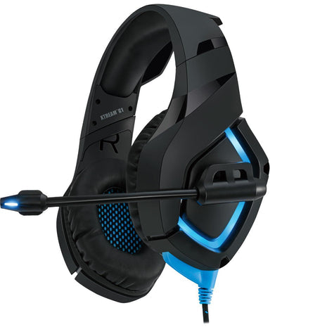 Adesso Xtream G1 Gaming Headphones, Black, Noise Cancelling Microphone | LED Lighting for PC, PS4, Xbox, Nintendo Switch, and