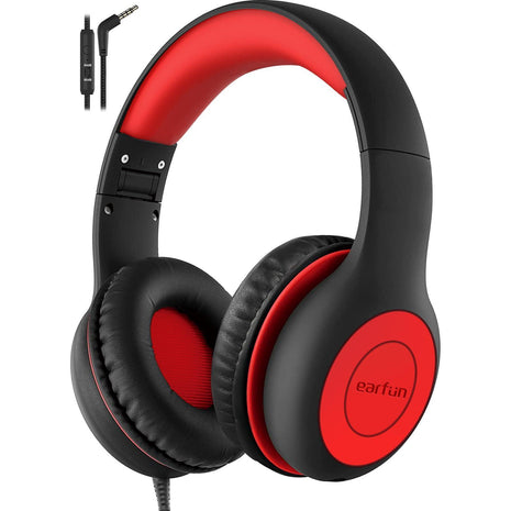 EarFun Kids Headphones Wired with Microphone, 85/94dB Volume Limit Headphones for Kids, Portable Wired Headphone with Sharepo