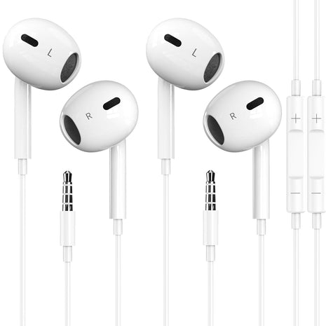 Docutca 2 Pack Wired Earbuds/Wired Headphones with 3.5mm Jack Earphones[MFi Certified] with Microphone Volume Control Compati