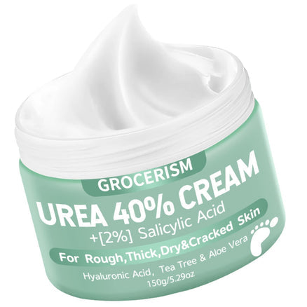Grocerism Urea Cream 40 Percent for Feet with 2% Salicylic Acid 5.29 oz || Foot Cream and Hand Cream Maximum Strength for Dry