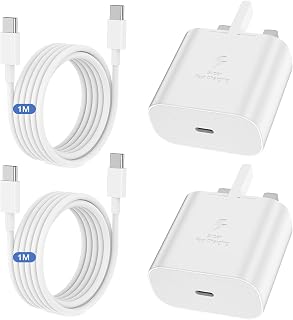Samsung Fast Charger, 2Pack Samsung Charging Plug UK USB C and 1M Cable USBC to Type C Lead for Galaxy S26 S25 S24 S23 S22 S21 S20 A32 A33 A34 A35 A36 A53 A54 A55 A56 A52 A17 A16 A25 A26 A22 A23 A24