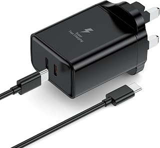 55W USB C Plug Fast Charger and Cable 2M for Samsung Galaxy S26 S25 Ultra S24 S23 S22 S21 S20 A17 A16 A15 A26 A25 A22 A23 A24 A36 A35 A34 A33, USB C Charger Plug UK Type C Charger
