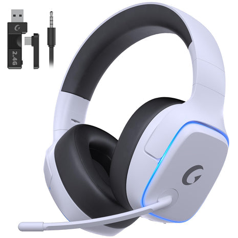 Gvyugke 2.4GHz Wireless Gaming Headsets for PS5, PS4, PC, Switch - Bluetooth 5.3 Gaming Headphones with Noise Canceling Mic, 