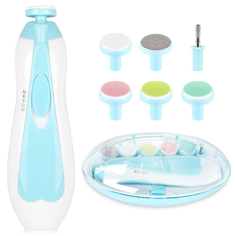 Qunlions life Electric Nail File Drill for Baby No Sharp Claws Hurt, 6 in 1 Safety Cutter Trimmer Clipper for Toes and Finger