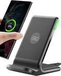 INIU Wireless Charger Stand, 15W Fast Charging Dock Phone Charger with LED | Sleep-Friendly Adaptive Light, Exclusive Temp°Guard, Wireless Charging Station for iPhone 17 16 Pro Max, Samsung S25 S24 etc
