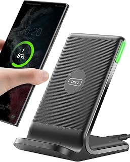 INIU Wireless Charger Stand, 15W Fast Charging Dock Phone Charger with LED | Sleep-Friendly Adaptive Light, Exclusive Temp°Guard, Wireless Charging Station for iPhone 17 16 Pro Max, Samsung S25 S24 etc