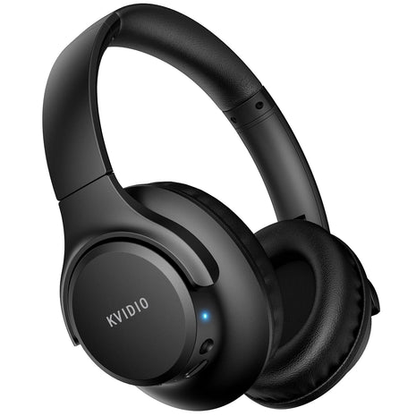 KVIDIO Bluetooth Headphones Over Ear, 65 Hours Playtime Wireless Headphones with Microphone, Foldable Lightweight Headset wit