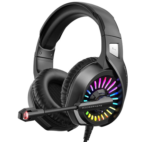 ZIUMIER Wired Gaming Headset for PC, PS5, PS4, Xbox Series X|S | Noise Canceling Microphone, LED RGB Light, 50mm Driver, 3.5m