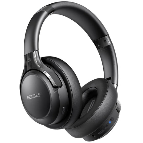 BERIBES Bluetooth Headphones Over Ear, 65H Playtime and 6 EQ Music Modes Wireless Headphones with Microphone, HiFi Stereo Fol