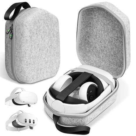 sarlar Hard Carrying Case Compatible with Meta Quest 3S/Quest 3/Oculus Quest 2/Vision Pro Official Original/Elite Strap VR He