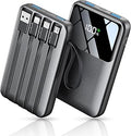 Power Bank Fast Charging 10000mAh, 22.5W Portable Charger Built-in 4 Cables | LED Display, Built-in 4 Cables & 6-Device, PD 3.0 QC 3.0, USB-C In/Out, Compatible with iPhone 17/16/15/14/13/12 iPad