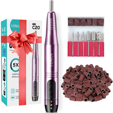 COSLUS Cordless Nail Drill Electric File: Professional for Acrylic Gel Dip Powder Nails Portable Nail Drill Machine Kit for M