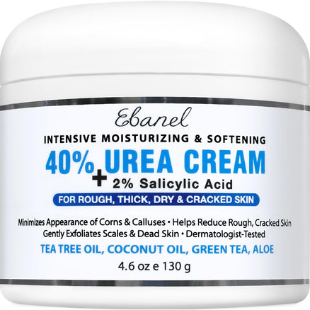 Ebanel Urea Cream 40% plus Salicylic Acid 2%, Foot Cream for Dry Cracked Heels Feet Knees Elbows Hands, Foot Dead Skin Cuticl
